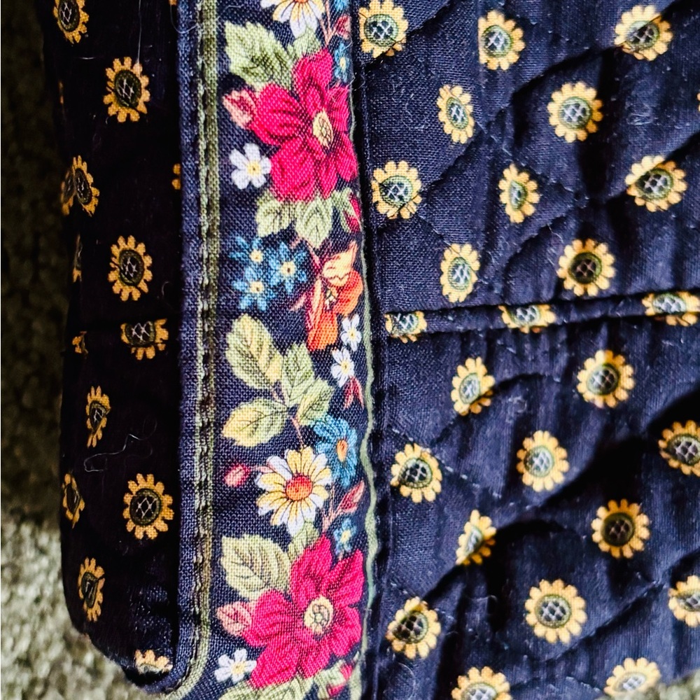 Vera Bradley Cotton Quilted Black and Blue Sunflowers and Floral Shoulder Bag - Picture 9 of 11